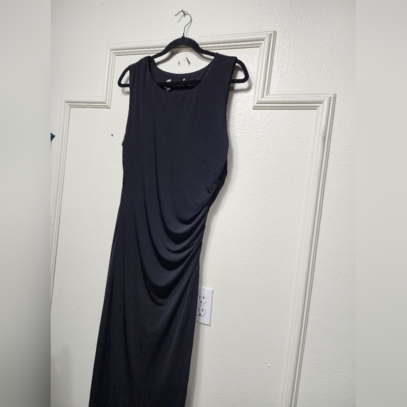 Lulus Significant Allure Black Slinky Knit Ruched Maxi Dress XL Wedding Party - Picture 8 of 10